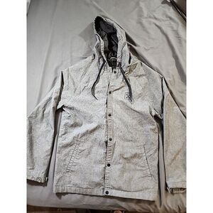 Krew Black Denim Snap Up‎ Hoodie Long Sleeve Jacket Mens Size Medium